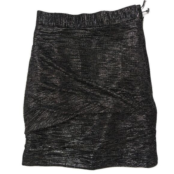 Maje Janaud Lurex Metallic Twist Pencil Skirt Silver Size 34 - Picture 1 of 7